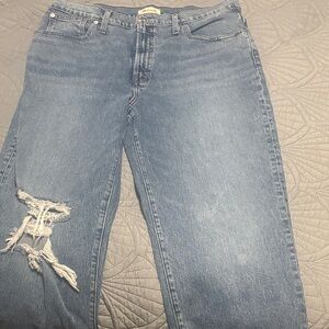 Madewell Light Blue Distressed straight Jeans